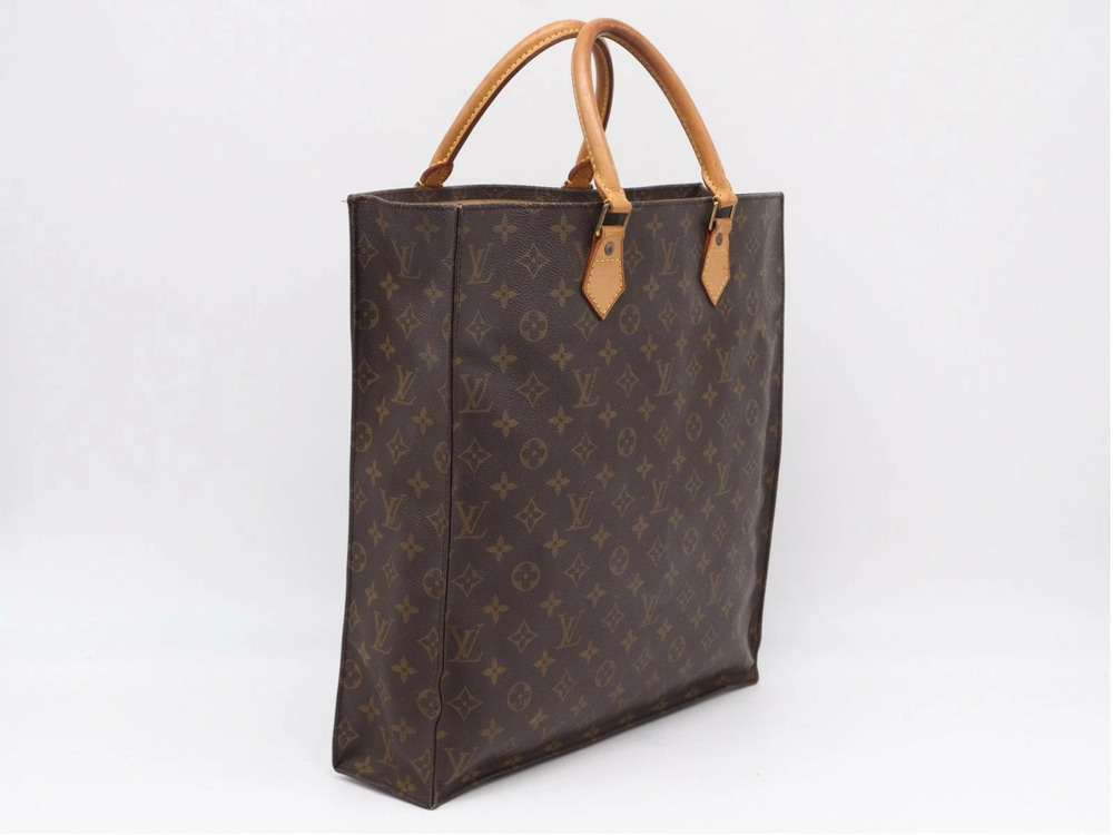 Louis Vuitton Monogram Sac Plat Handbag Brown Canvas Leather